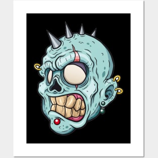 Zombie Punk - Scary Halloween Cartoon Art Posters and Art